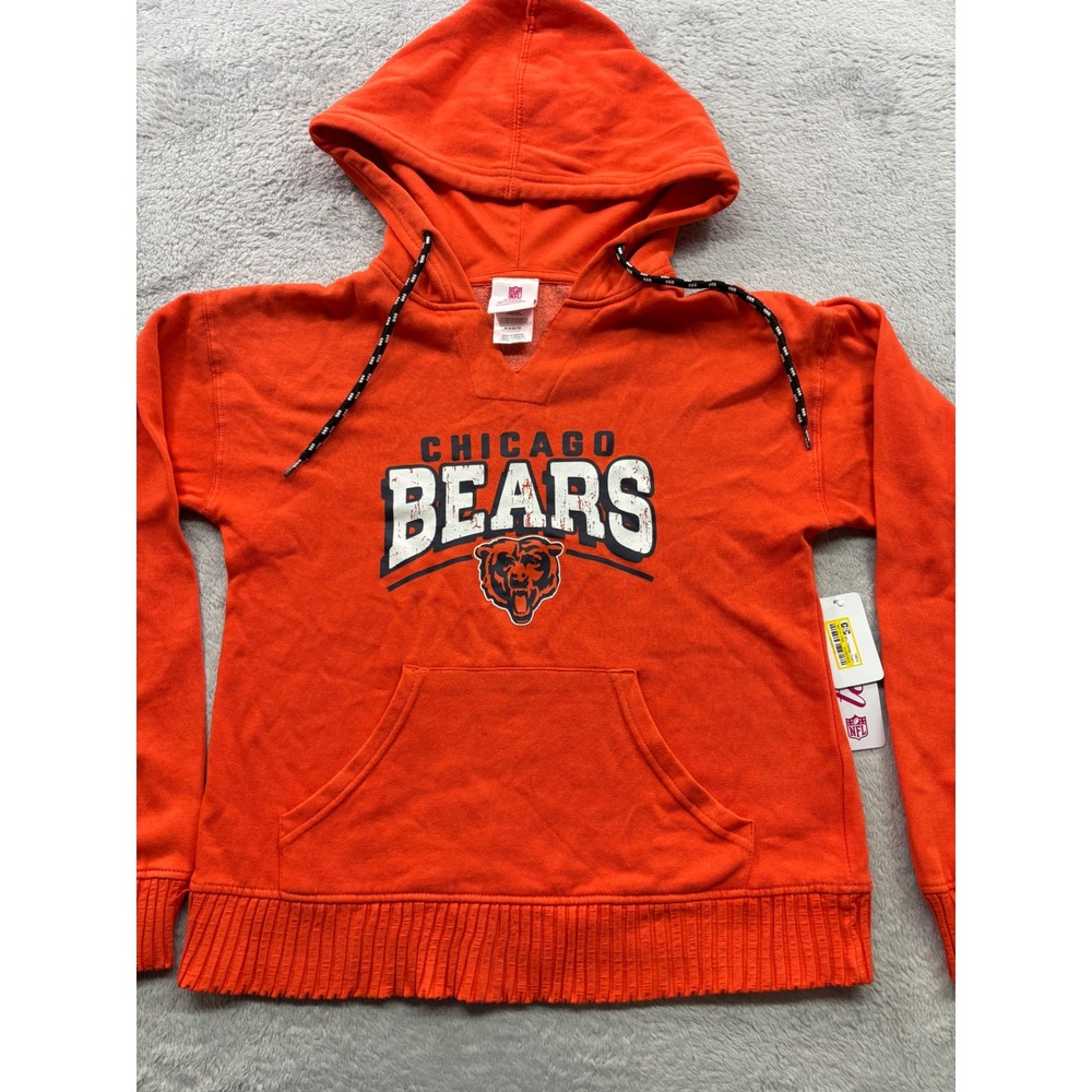 NFL Chicago Bears Girls Orange Pullover Hoodie Sweatshirt Size M 7/9 NWT